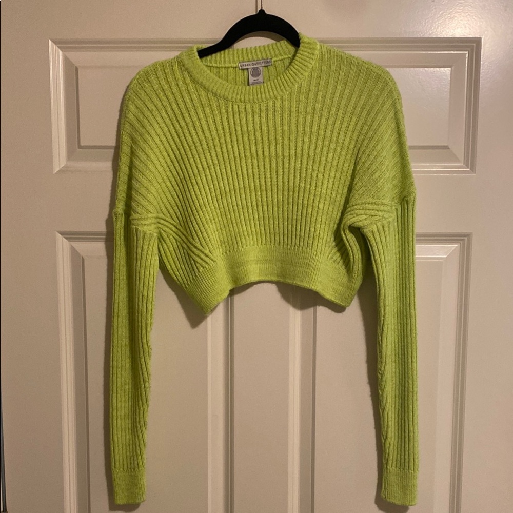 Neon Green Cropped Sweater